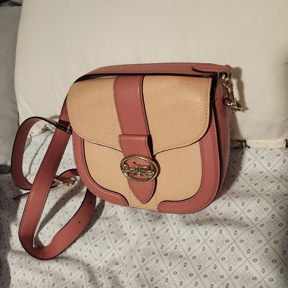 Chic Pink and Tan Crossbody Bag